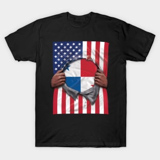 Panama Flag American Flag Ripped - Gift for Panamanian From Panama T-Shirt